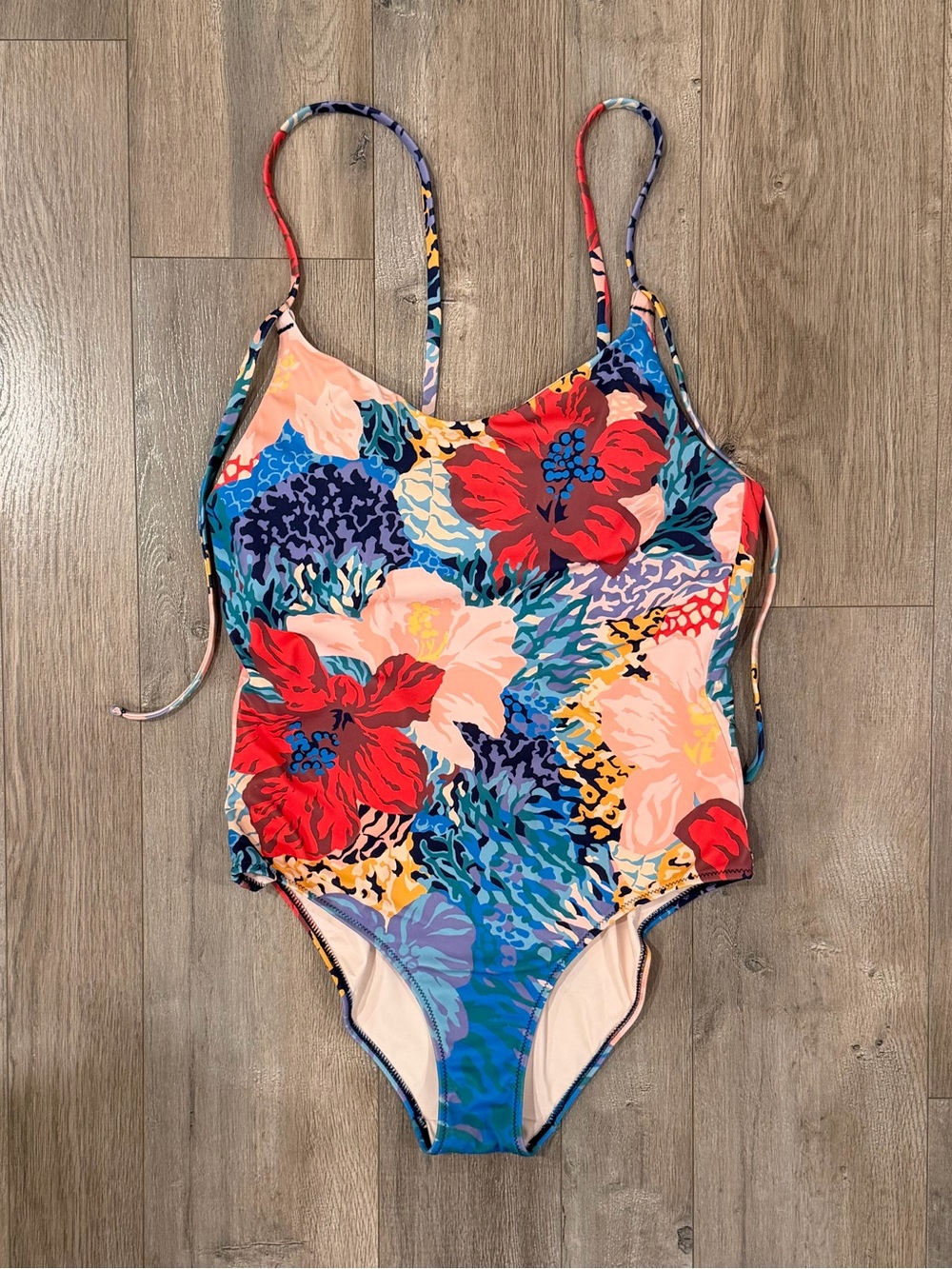 Athleta Floral One-Piece Swimsuit in Red, Blue, Pink, Yellow